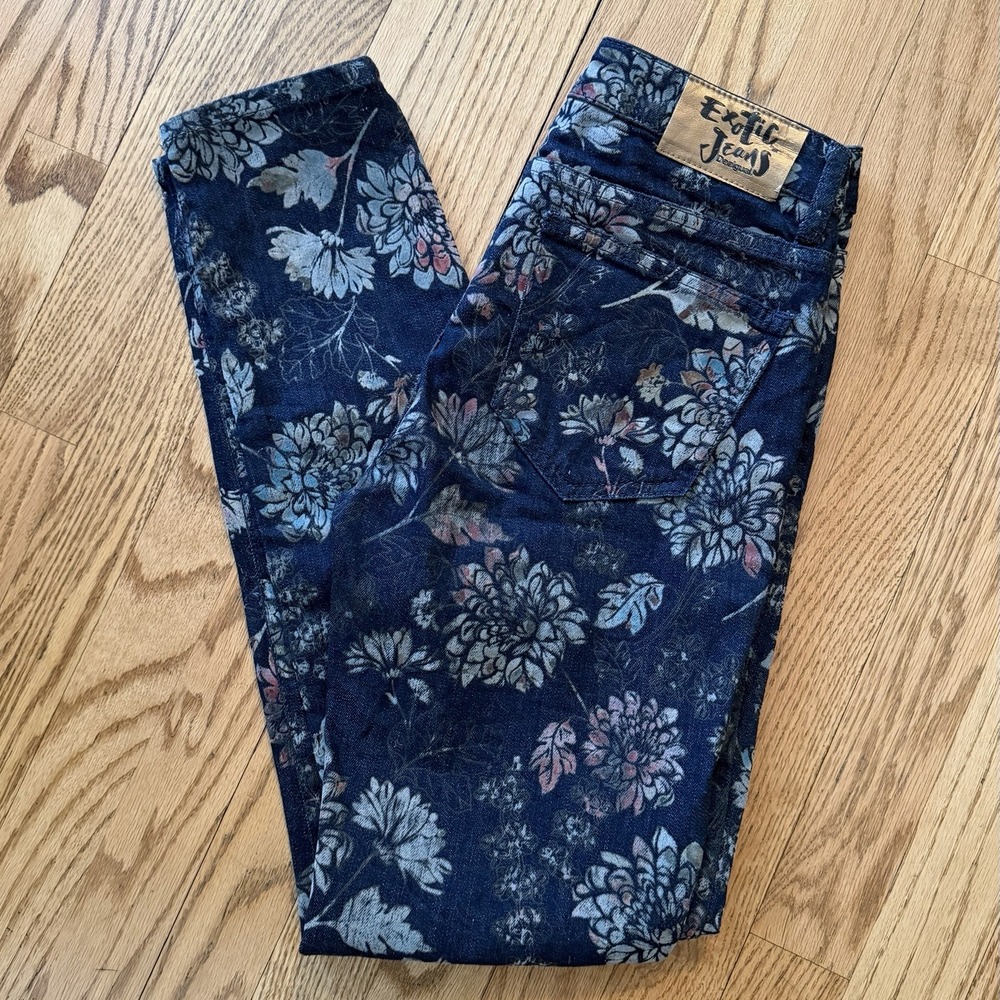 Desigual Exotic Jeans Women's 27 Floral Print Hippie Trendy Denim Pants